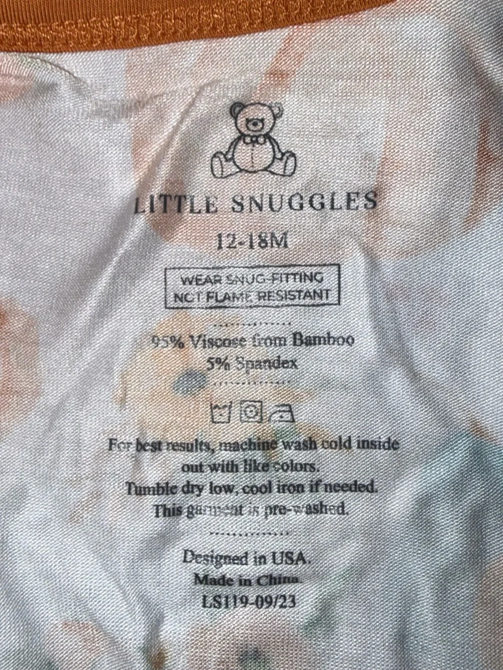 Little Snuggles Baby Girls Size 12-18 months Pumpkin Bamboo Zippy Sleeper NWT